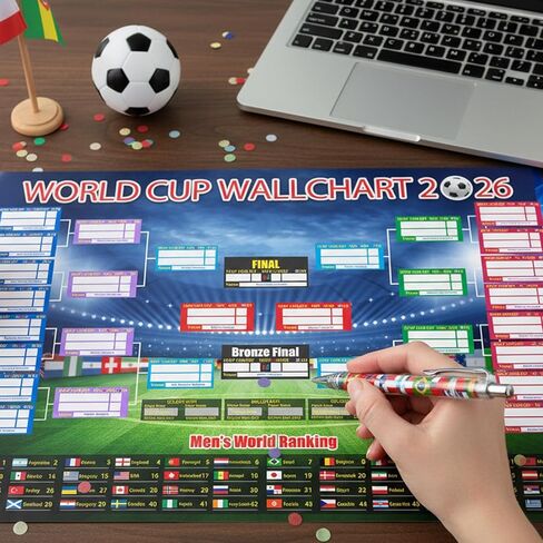 ملصق جدول كأس العالم قطعتين من Zeptrix 2026 والجولة النهائية لمجموعة 48 فريقًا، ديكورات بضائع وإكسسوارات كأس العالم لكرة القدم، هدايا لمحبي كرة القدم، ملصق عملي مطوي وقلم in Saudi Arabia