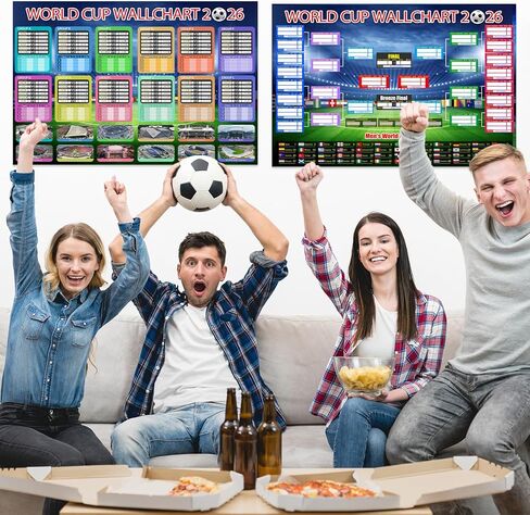 ملصق جدول كأس العالم قطعتين من Zeptrix 2026 والجولة النهائية لمجموعة 48 فريقًا، ديكورات بضائع وإكسسوارات كأس العالم لكرة القدم، هدايا لمحبي كرة القدم، ملصق عملي مطوي وقلم in Saudi Arabia