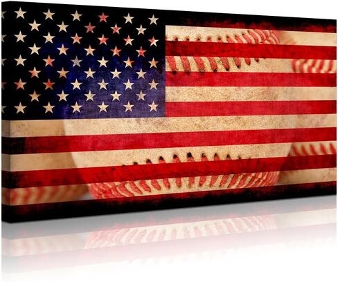 ديكور فني بصري، صورة مقربة للغاية لطبقات البيسبول الحمراء الريفية، الرياضات الأمريكية، علم الولايات المتحدة الأمريكية، خلفية ملصق مؤطرة وممتدة، مطبوعات قماشية، صورة ملصق لتزيين جدار النادي (07 خط بيسبول) in Kuwait