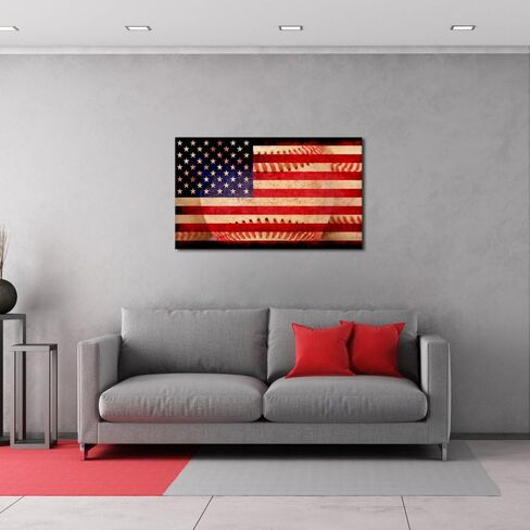 ديكور فني بصري، صورة مقربة للغاية لطبقات البيسبول الحمراء الريفية، الرياضات الأمريكية، علم الولايات المتحدة الأمريكية، خلفية ملصق مؤطرة وممتدة، مطبوعات قماشية، صورة ملصق لتزيين جدار النادي (07 خط بيسبول) in Kuwait