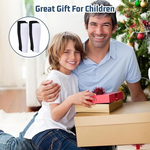 3 أزواج من جوارب كرة القدم المقطوعة مسبقًا، جوارب بأكمام كرة القدم وأكمام للساق وأكمام واقية لتدريبات كرة القدم وكرة السلة (أبيض، أسود) in Kuwait