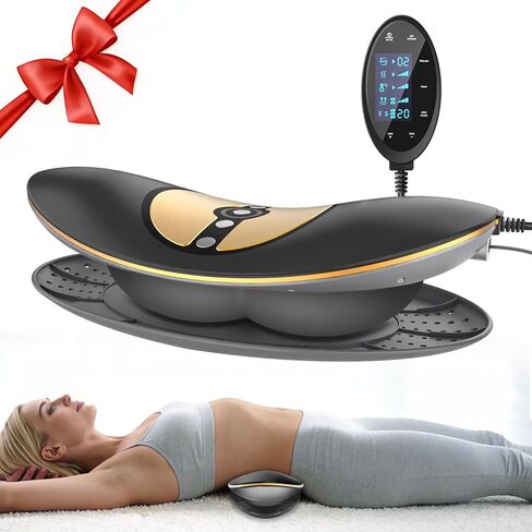 Zenopax 4-in-1 Electric Lumbar Traction Device - Adjustable Back Massager for Deep Tissue Pain Relief with Heat, Vibration, Electrotherapy, Home Lumbar Decompression ＆ Sciatica Relief(Golden) in Saudi Arabia