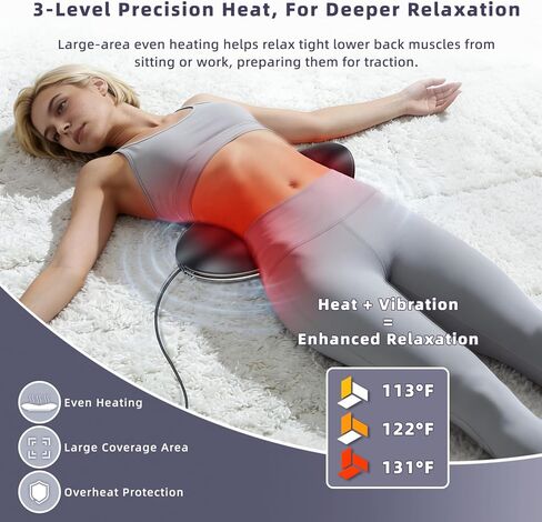 Zenopax 4-in-1 Electric Lumbar Traction Device - Adjustable Back Massager for Deep Tissue Pain Relief with Heat, Vibration, Electrotherapy, Home Lumbar Decompression ＆ Sciatica Relief(Golden) in Saudi Arabia