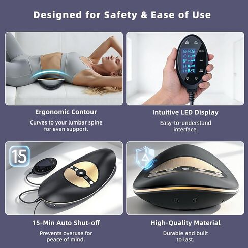 Zenopax 4-in-1 Electric Lumbar Traction Device - Adjustable Back Massager for Deep Tissue Pain Relief with Heat, Vibration, Electrotherapy, Home Lumbar Decompression ＆ Sciatica Relief(Golden) in Saudi Arabia