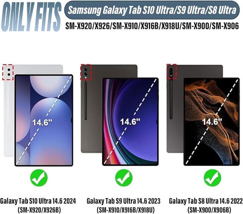 حالة لوحة المفاتيح لـ Samsung Galaxy Tab S10 Ultra/S9 Ultra/S8 Ultra 14.6 بوصة ، 7 ألوان لوحة مفاتيح لاسلكية قابلة للانفصال ، حالة من الورقة الواقية النحيفة مع حامل القلم S ، النوم التلقائي/الاستيقاظ ، الأزرق الداكن in Kuwait