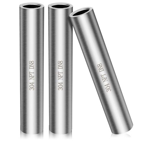 NOLITOY 304 الفولاذ المقاوم للصدأ أنبوب الجوز 3 قطع مجموعة 4 مم سميكة 100 مم طول Npt Dn8 موصل اقتران لتطبيقات تركيب الأنابيب الصناعية in Saudi Arabia