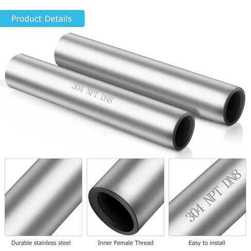 NOLITOY 304 الفولاذ المقاوم للصدأ أنبوب الجوز 3 قطع مجموعة 4 مم سميكة 100 مم طول Npt Dn8 موصل اقتران لتطبيقات تركيب الأنابيب الصناعية in Saudi Arabia