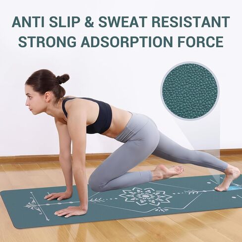 بساط اليوجا أفوالري قابل للطي - بساط تمرين غير قابل للانزلاق - بساط يوجا ساخن خفيف الوزن للسفر مع حقيبة حمل للبيلاتيس والتدريبات المنزلية (72 بوصة طول × 32 بوصة عرض × 3 مم سمك)، أخضر in Kuwait