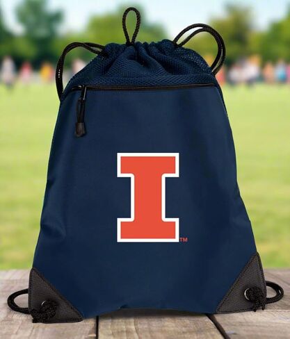 Broad Bay University of Illinois Drawstring Backpack Illini logo Cinch Bag - UNIQUE MESH & MICROFIBER in Saudi Arabia