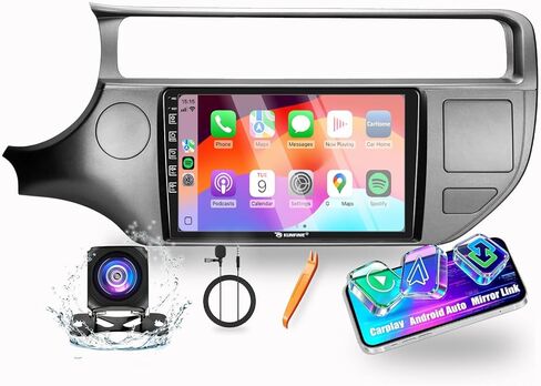 Kunfine Car CarPlay Android Auto Navigation Stereo GPS Radio Reverse Camera Display 9" IPS Touchscreen Headunit Tablet Pad Media Player for Kia Rio 2015-2018 LHD, if Applicable Quad Core 4G+64G in Kuwait