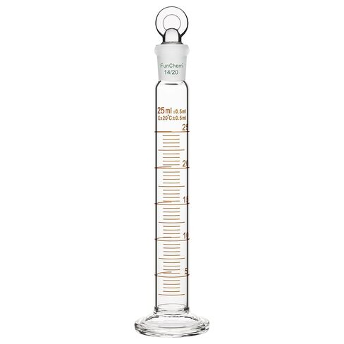 FunChem Measuring Cylinder with Glass Stopper 100ml, Borosilicate Glass Cylinder with 24/40 Standard Taper Joint & Clear Accurate Scale for Laboratory Liquid Measuring & Storage in Saudi Arabia