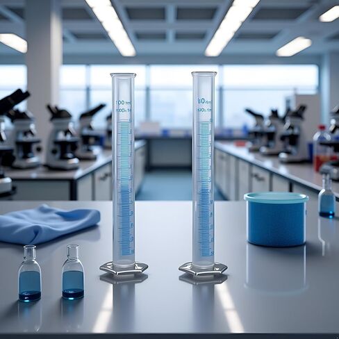 2 Pcs 100ml Plastic Measuring Cylinders Clear Graduated Cylinders Science Measuring Test Tubes Liquid Measuring Tools with Blue Graduation Lines in Saudi Arabia