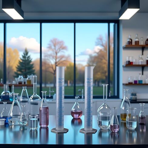 2 Pcs 100ml Plastic Measuring Cylinders Clear Graduated Cylinders Science Measuring Test Tubes Liquid Measuring Tools with Blue Graduation Lines in Saudi Arabia