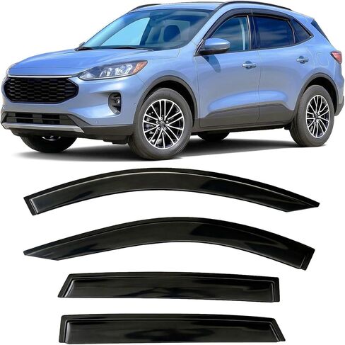 2015-2024 Tape-On Side Window Deflector Visors for Ford F150 SuperCrew (Crew cab) XL XLT Lariat King Ranch Platinum Limited Lightning Dark Tinted Rain Guards 2018 2019 2020 2021 2022 2023 in Kuwait