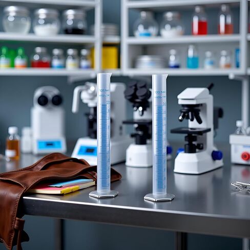 2 Pcs 100ml Plastic Measuring Cylinders Clear Graduated Cylinders Science Measuring Test Tubes Liquid Measuring Tools with Blue Graduation Lines in Saudi Arabia