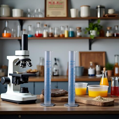 2 Pcs 100ml Plastic Measuring Cylinders Clear Graduated Cylinders Science Measuring Test Tubes Liquid Measuring Tools with Blue Graduation Lines in Saudi Arabia