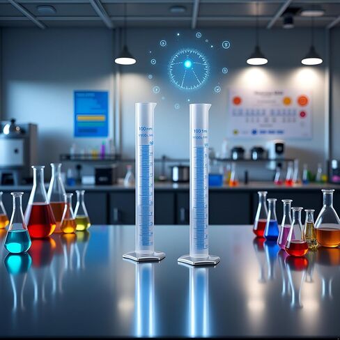 2 Pcs 100ml Plastic Measuring Cylinders Clear Graduated Cylinders Science Measuring Test Tubes Liquid Measuring Tools with Blue Graduation Lines in Saudi Arabia