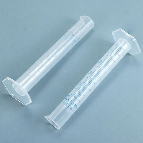 QWORK 50mL Plastic Measuring Cylinders, 10 Pack Graduated Cylinder Beaker, Lab Test Tube Flask with Hexagonal Base & Pour Spout in Saudi Arabia