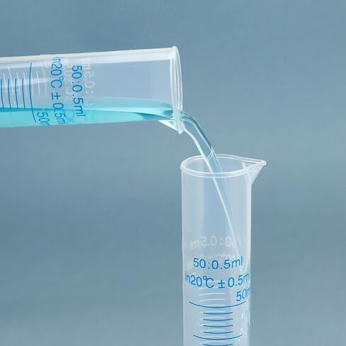 QWORK 50mL Plastic Measuring Cylinders, 10 Pack Graduated Cylinder Beaker, Lab Test Tube Flask with Hexagonal Base & Pour Spout in Saudi Arabia