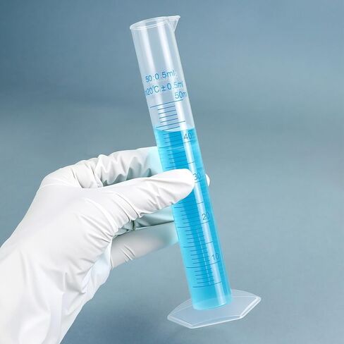 QWORK 50mL Plastic Measuring Cylinders, 10 Pack Graduated Cylinder Beaker, Lab Test Tube Flask with Hexagonal Base & Pour Spout in Saudi Arabia