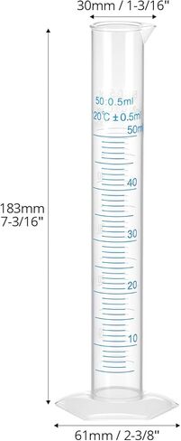 QWORK 50mL Plastic Measuring Cylinders, 10 Pack Graduated Cylinder Beaker, Lab Test Tube Flask with Hexagonal Base & Pour Spout in Saudi Arabia