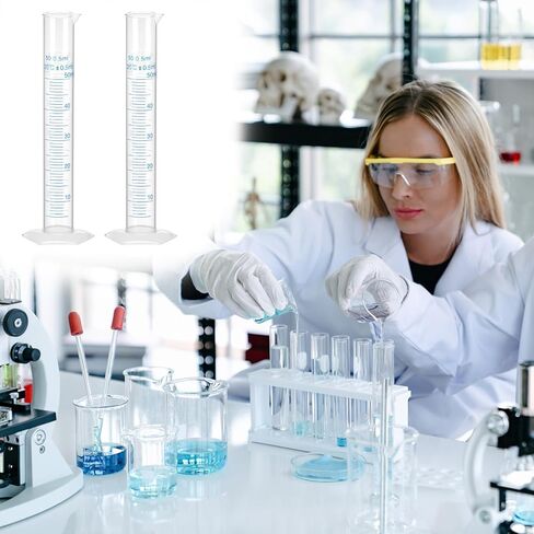 QWORK 50mL Plastic Measuring Cylinders, 10 Pack Graduated Cylinder Beaker, Lab Test Tube Flask with Hexagonal Base & Pour Spout in Saudi Arabia