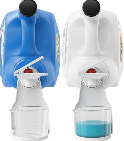 2-Pack Laundry Detergent Dispenser Cup Holders with Easy-Press Spout Switch, Drip Catcher Tray, No-Mess Soap Dispenser Organizer for Laundry Room Storage & Cleaning Supplies in Saudi Arabia