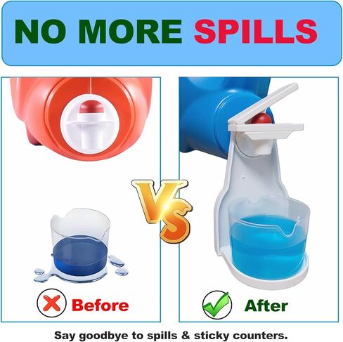 2-Pack Laundry Detergent Dispenser Cup Holders with Easy-Press Spout Switch, Drip Catcher Tray, No-Mess Soap Dispenser Organizer for Laundry Room Storage & Cleaning Supplies in Saudi Arabia