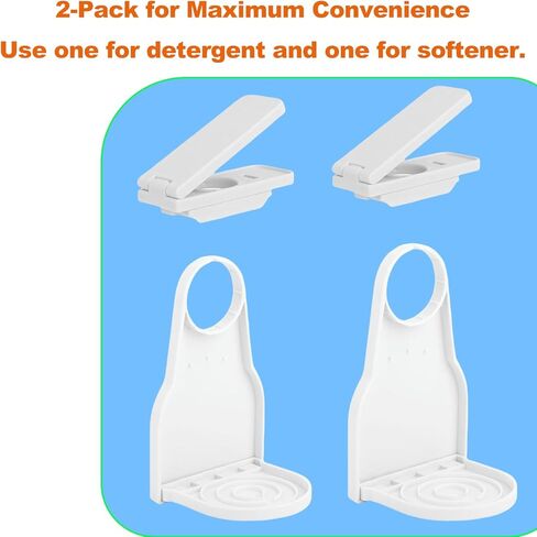 2-Pack Laundry Detergent Dispenser Cup Holders with Easy-Press Spout Switch, Drip Catcher Tray, No-Mess Soap Dispenser Organizer for Laundry Room Storage & Cleaning Supplies in Saudi Arabia