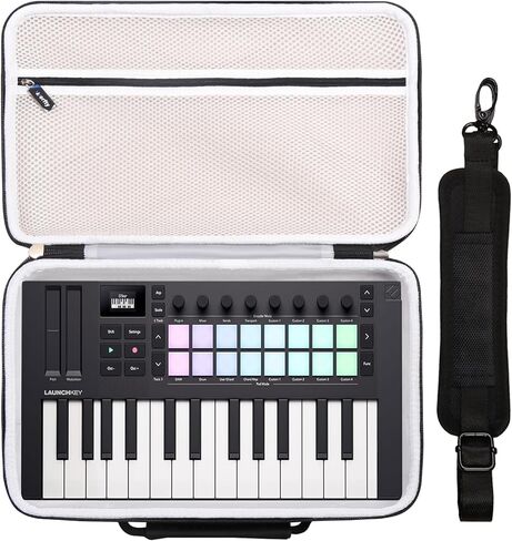 حافظة لوحدة تحكم لوحة المفاتيح Novation Launchkey Mini 25 MK4 / MK3 / FLkey MIDI، حقيبة حمل للسفر مناسبة لـ Novation Launchkey 25 Keys Mini (أسود) in Saudi Arabia