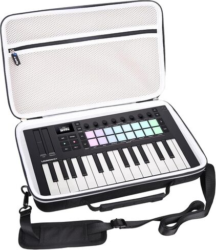 حافظة لوحدة تحكم لوحة المفاتيح Novation Launchkey Mini 25 MK4 / MK3 / FLkey MIDI، حقيبة حمل للسفر مناسبة لـ Novation Launchkey 25 Keys Mini (أسود) in Saudi Arabia