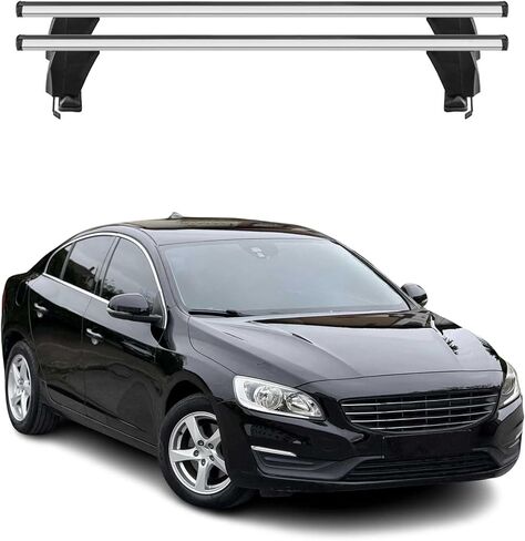 Omac Smooth Racks Racks Cross Bars Carrier For Volvo S60 2019-2024 Black 2 PCS Antift for Travel Kayak Canoe Surf Ski Camping in Kuwait