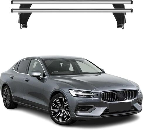 OMAC Smooth Roof Racks Cross Bars Luggage Carrier for Volvo S60 2019-2024 Black 2 Pcs Anti-Theft for Travel Kayak Canoe Surf Ski Snowboard Camping in Saudi Arabia