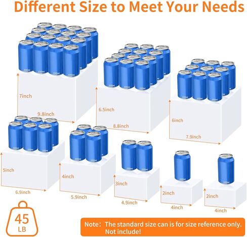 8 قطع من حاملات البوفيه من الأكريليك الأبيض من أبينكل، حاملات وحوامل طاولة البوفيه، رف عرض لرافعات الطعام لحفلات تقديم الطعام والحلوى والكب كيك، صندوق عرض مكعب مع علامة صغيرة in Kuwait