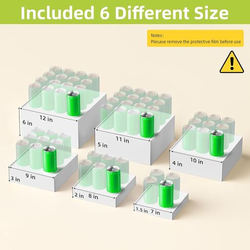 مجموعة حوامل عرض بوفيه كبيرة مكونة من 6 قطع مقاس 7 بوصة إلى 12 بوصة - رف عرض طاولة الطعام والحلوى من الأكريليك للحفلات، وتقديم الطعام، والمجوهرات، والمقتنيات، وصناديق تخزين مكعبة بيضاء in Kuwait