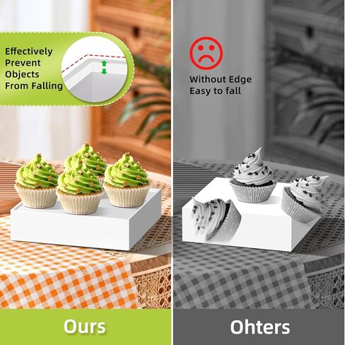 مجموعة حوامل عرض بوفيه كبيرة مكونة من 6 قطع مقاس 7 بوصة إلى 12 بوصة - رف عرض طاولة الطعام والحلوى من الأكريليك للحفلات، وتقديم الطعام، والمجوهرات، والمقتنيات، وصناديق تخزين مكعبة بيضاء in Kuwait