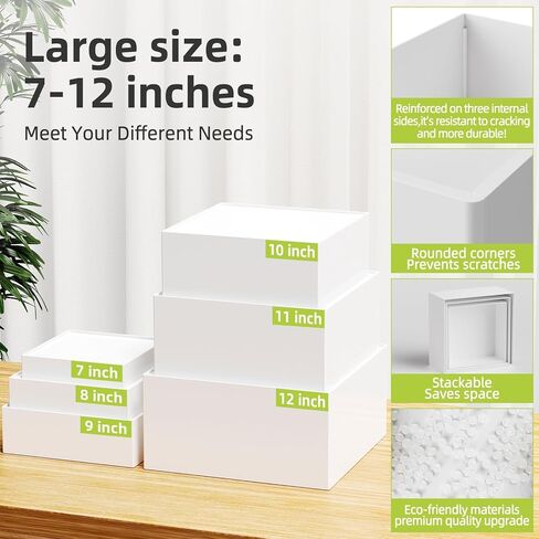 مجموعة حوامل عرض بوفيه كبيرة مكونة من 6 قطع مقاس 7 بوصة إلى 12 بوصة - رف عرض طاولة الطعام والحلوى من الأكريليك للحفلات، وتقديم الطعام، والمجوهرات، والمقتنيات، وصناديق تخزين مكعبة بيضاء in Kuwait