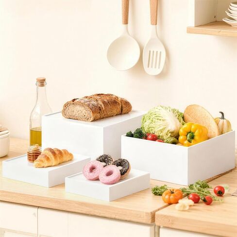 مجموعة حوامل عرض بوفيه كبيرة مكونة من 6 قطع مقاس 7 بوصة إلى 12 بوصة - رف عرض طاولة الطعام والحلوى من الأكريليك للحفلات، وتقديم الطعام، والمجوهرات، والمقتنيات، وصناديق تخزين مكعبة بيضاء in Kuwait