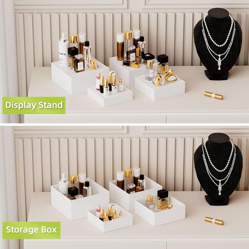 مجموعة حوامل عرض بوفيه كبيرة مكونة من 6 قطع مقاس 7 بوصة إلى 12 بوصة - رف عرض طاولة الطعام والحلوى من الأكريليك للحفلات، وتقديم الطعام، والمجوهرات، والمقتنيات، وصناديق تخزين مكعبة بيضاء in Kuwait