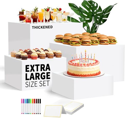 رافعات بيضاء كبيرة جدًا مقاس 13.8 سم، رافعات تعشيش مكعبة أكريليك كبيرة الحجم، رافعات طعام لطاولة البوفيه، رافعات بيضاء لتقديم الطعام ومقتنيات الحلوى، تظهر شخصيات المجوهرات in Kuwait