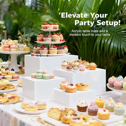 رافعات بيضاء كبيرة جدًا مقاس 13.8 سم، رافعات تعشيش مكعبة أكريليك كبيرة الحجم، رافعات طعام لطاولة البوفيه، رافعات بيضاء لتقديم الطعام ومقتنيات الحلوى، تظهر شخصيات المجوهرات in Kuwait