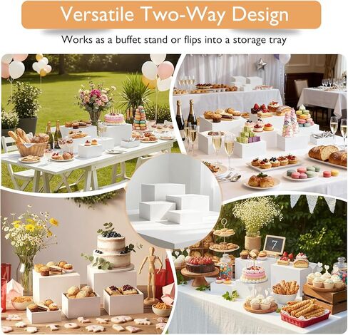 رافعات بيضاء كبيرة جدًا مقاس 13.8 سم، رافعات تعشيش مكعبة أكريليك كبيرة الحجم، رافعات طعام لطاولة البوفيه، رافعات بيضاء لتقديم الطعام ومقتنيات الحلوى، تظهر شخصيات المجوهرات in Kuwait