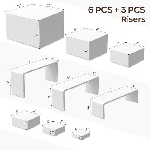 9 قطع من حاملات وحوامل البوفيه، ورافعات طعام لطاولة البوفيه، ورافعات صناديق أكريليك بيضاء وحامل عرض، تتضمن 6 قطع صناديق مكعبة (10 بوصة، 8 بوصة، 7 بوصة، 6 بوصة، 5 بوصة، 4 بوصات) و3 قطع حامل عرض (9 بوصة × 3 بوصة × 5 بوصة/ 4 بوصة/ 3 بوصات) in Kuwait