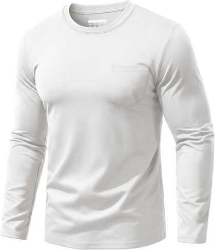 EKLENTSON Men's Long Sleeve Pocket Shirt Crew Neck Cotton Tee Moisture Wicking Casual Soft T Shirt Spring Fashion Shirts in Kuwait