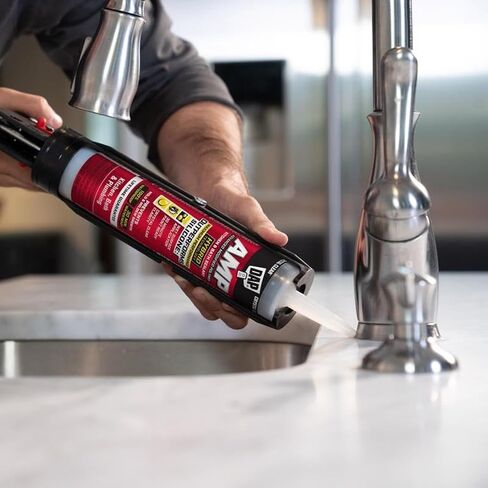 DAP 7079800762 AMP Advanced Kitchen/Bath White Adhesive Caulk, 9-oz. - Quantity 12 in Saudi Arabia
