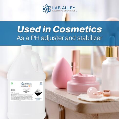 حمض اللاكتيك من Lab Alley بنسبة 88% من الدرجة الغذائية (FCC)، خالٍ من الكائنات المعدلة وراثيًا، إضافات للأغذية والمشروبات، مواد حافظة طبيعية، منظم لدرجة الحموضة ومحمض، 1 جالون in Kuwait