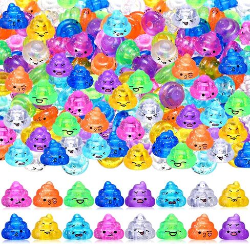 100 Pcs Unicorn Party Favors Mini Glitter Poop Toys Shimmering Expressions Fake Poop Toys Bulk Unicorn Party Supplies for Prank Hide Seek Goodie Bags Vending Machine in Kuwait