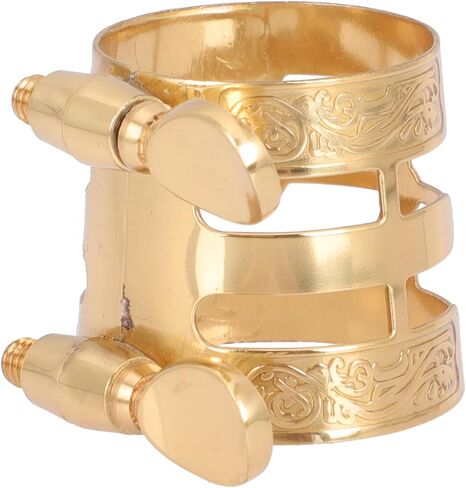 Luxshiny Alto Saxophone Ligature Clip with Embossed Metal Reed Holder, Copper Fixing Clamp for Sax Mouthpiece, Adjustable Wind Instrument Accessory for Alto Sax Players in Kuwait