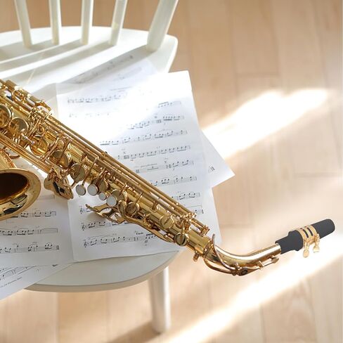 Luxshiny Alto Saxophone Ligature Clip with Embossed Metal Reed Holder, Copper Fixing Clamp for Sax Mouthpiece, Adjustable Wind Instrument Accessory for Alto Sax Players in Kuwait