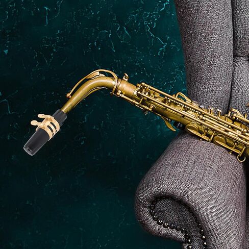 Luxshiny Alto Saxophone Ligature Clip with Embossed Metal Reed Holder, Copper Fixing Clamp for Sax Mouthpiece, Adjustable Wind Instrument Accessory for Alto Sax Players in Kuwait